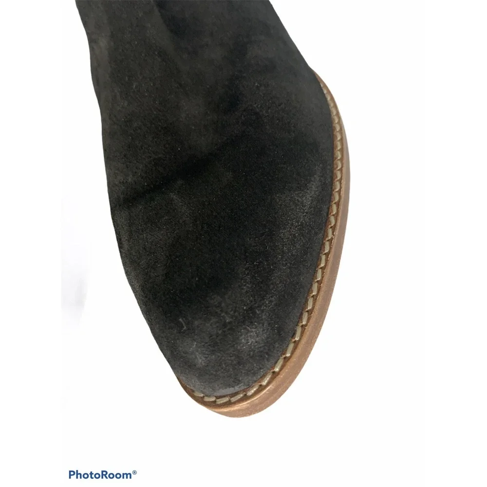 Vince Black Suede Slouchy Ankle Boots Women 6M Almond Toe Leather‎ Sole